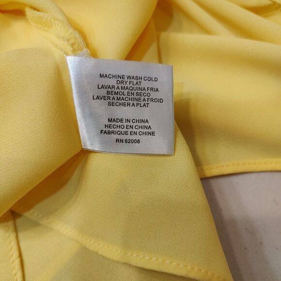 Lena‎ Gabrielle Sz medium long blouse Yellow Sheer Long Sleeve Lagenlook - Picture 9 of 11